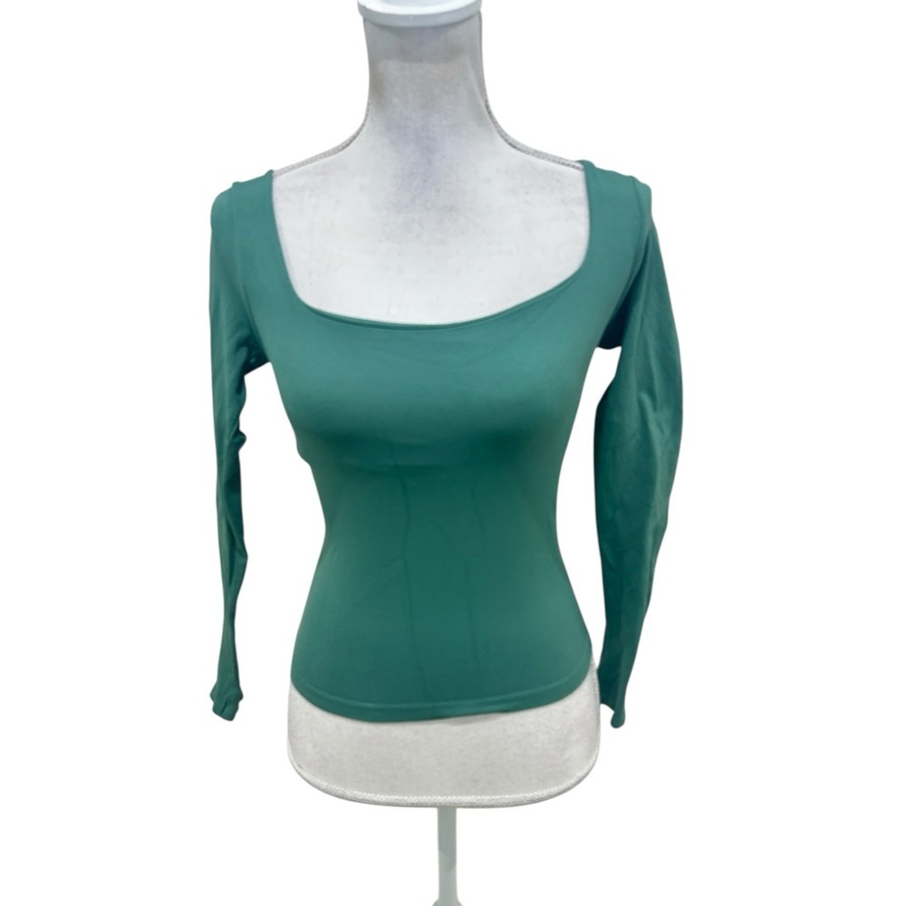 Free People intimately Jade Green Long Sleeve Top scoop neck size medium/large